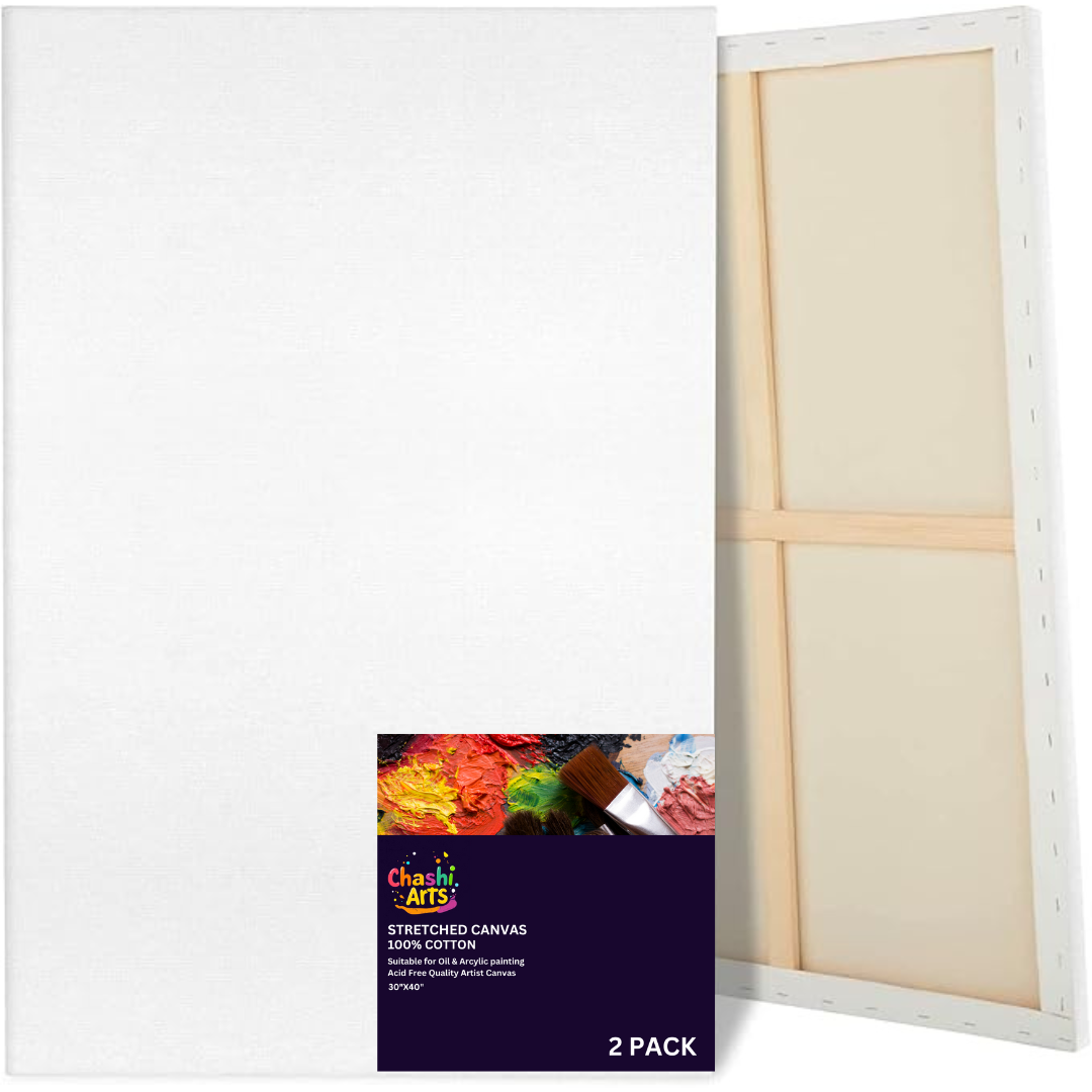 30x40 Inch Large Stretched Canvas – 2 Pack | 100% Cotton, Ready to Paint