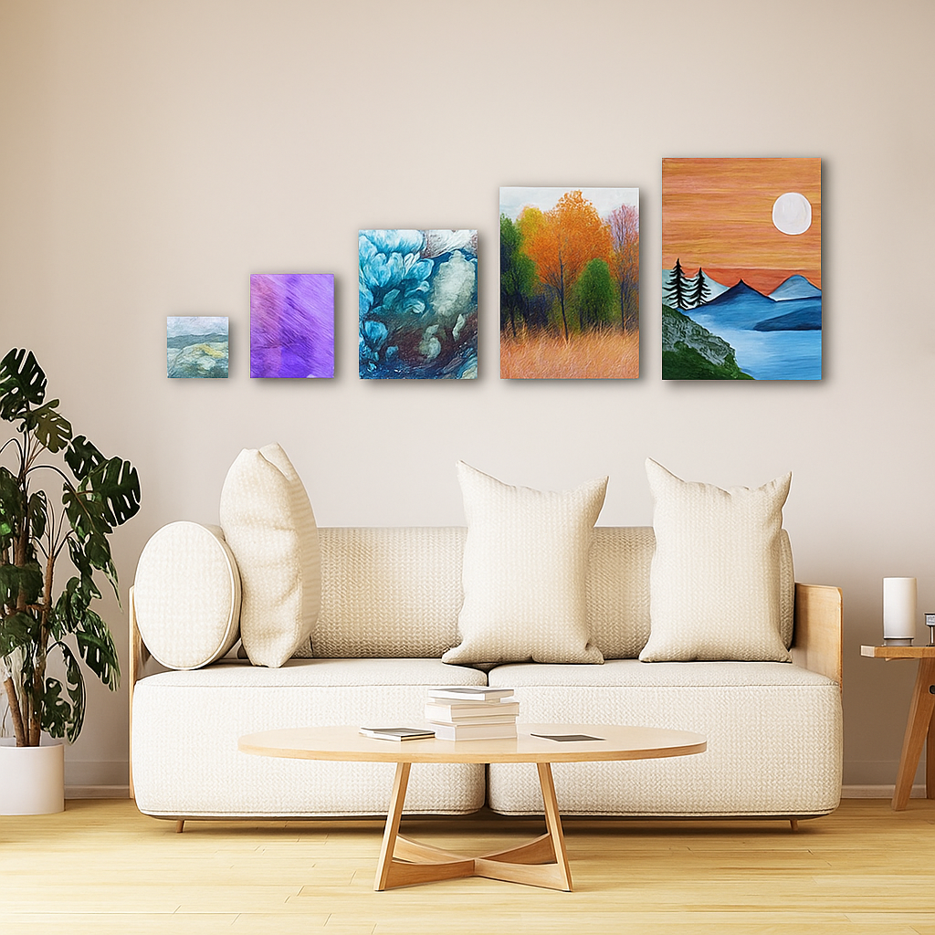 10 Pack Stretched Canvases with Multi Size Pack, 3x3, 5x7, 7x9, 9x12, 11x14, for Painting, Acrylic Pouring, Oil Paint & Watercolor Art Media
