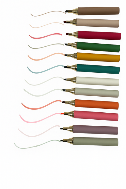 Multi-Purpose Highlighter Markers - Set of 12 Vibrant Colors for Office, School, and Kitchen
